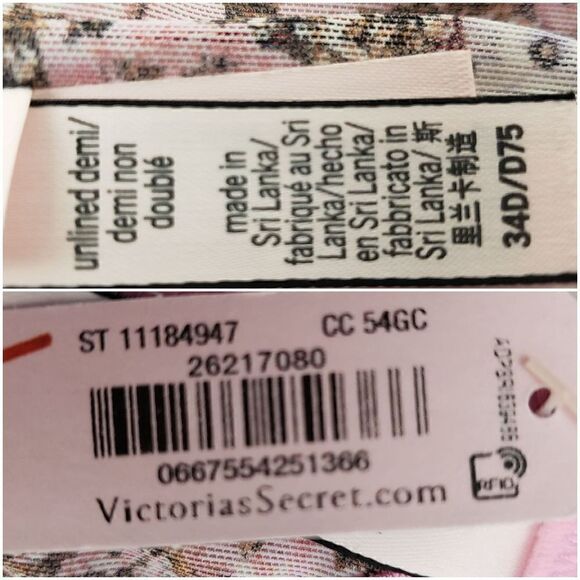 Victoria's Secret 34D Multicolor Floral lace mesh  Demi Sexy Bra - Picture 5 of 6